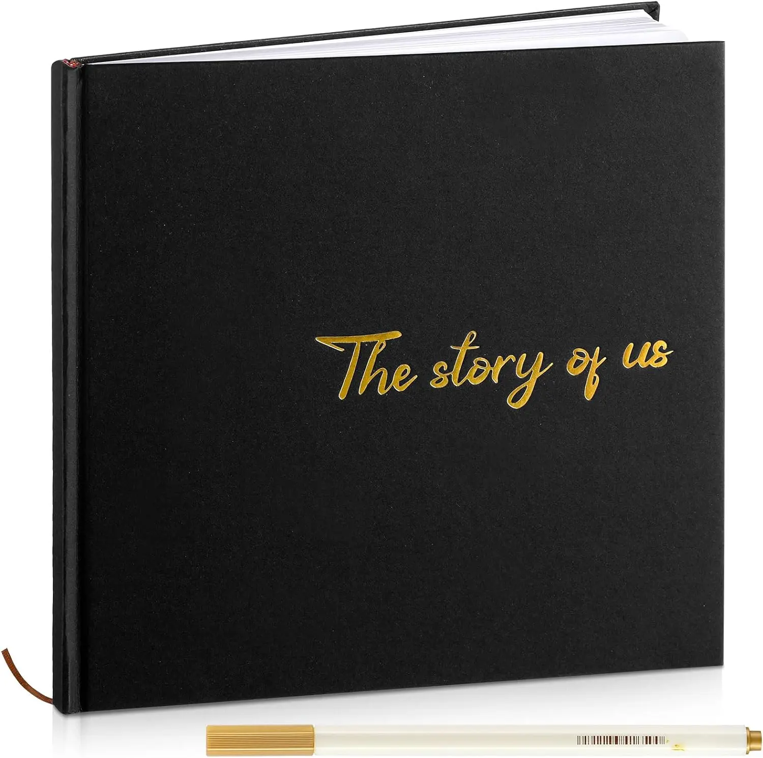 Couples Scrapbook Album - The Story of Us, 8.7x8.7in Relationship Journal, 144 Premium Thick Paper Pages, DIY Memory Book Gift with 2 Black Markers, Scrapbook Accessories (Toys & Hobbies Scrapbooking Supplies)