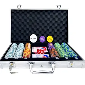 Poker Chips with Numbers,300Pcs Clay Poker Chips Set with Aluminum Travel Case,14 Gram Casino Poker Set for Texas Holdem, Blackjack