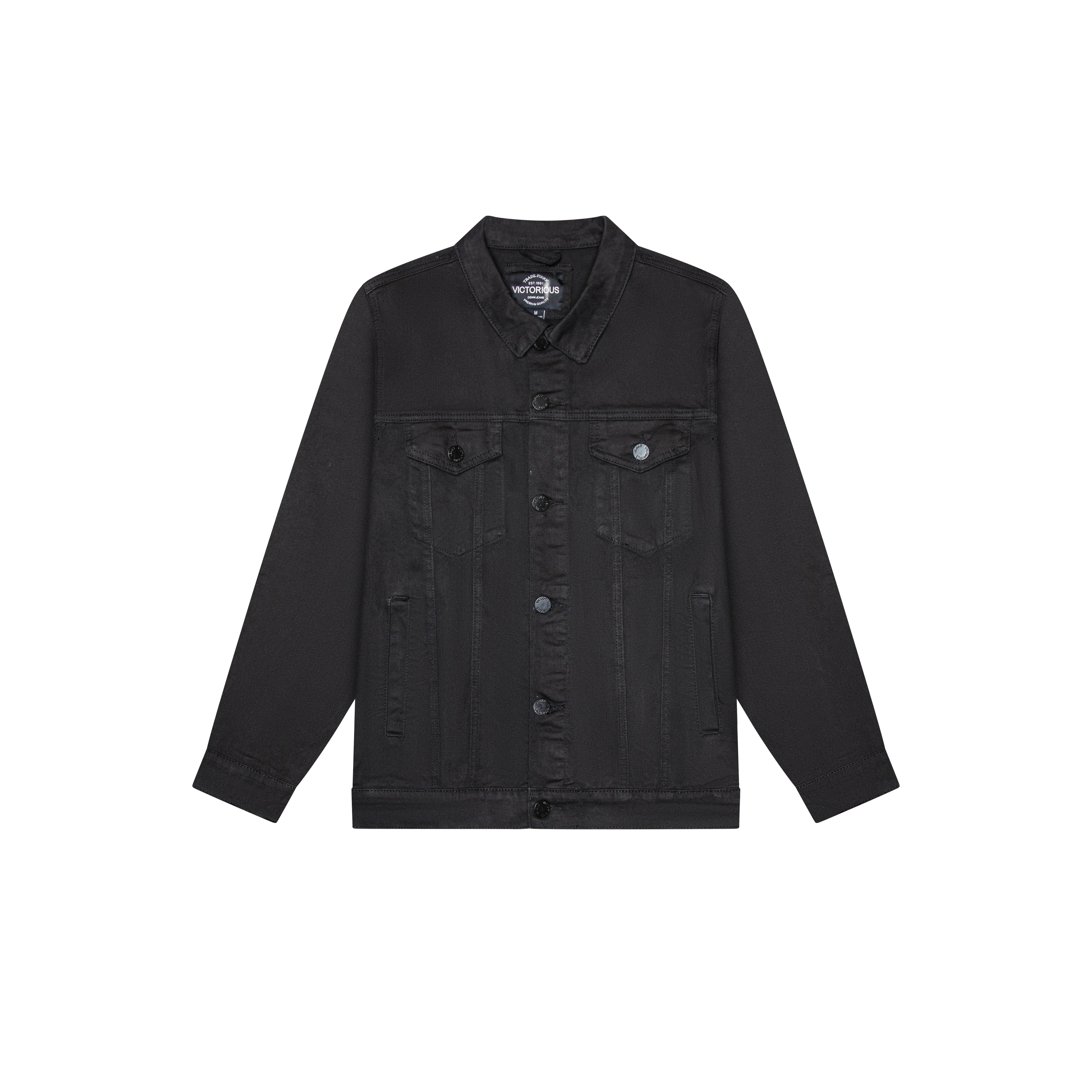 VICTORIOUS Denim Jacket for Men - Plain Casual Coats in 100% Cotton, Classic Fit Long Sleeve Button-Up for mensfashion, Longsleeves, Jean Jacket