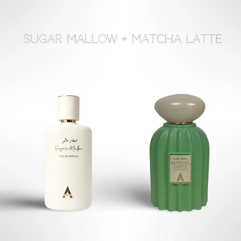 Atralia Sugar and Sip Dual-Scents EDP Duo - Fresh, Long Lasting Perfumes (Sugar Mallow + Matcha Latte, 100ml/3.4 fl oz Each) Women's Eau de Parfum (3 to 3.9 fl oz Range)
