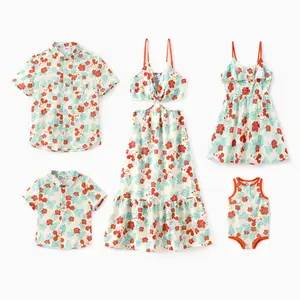 Disney Mickey Mouse Tropical Floral Family Matching Outfits Hawaiian Shirts & Dresses for Mom Dad Kids Baby Naia Soft Fabric Beach Vacation Clothes Spring Glow Up - Womenswear, Apparel