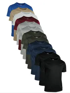 Men's Quick-Dry Lightweight Solid Color Short Sleeve Round Neck T-Shirts, Summer Sports Training Gym Wear, Breathable Fabric, Comfort Fit, Athletic Training Apparel