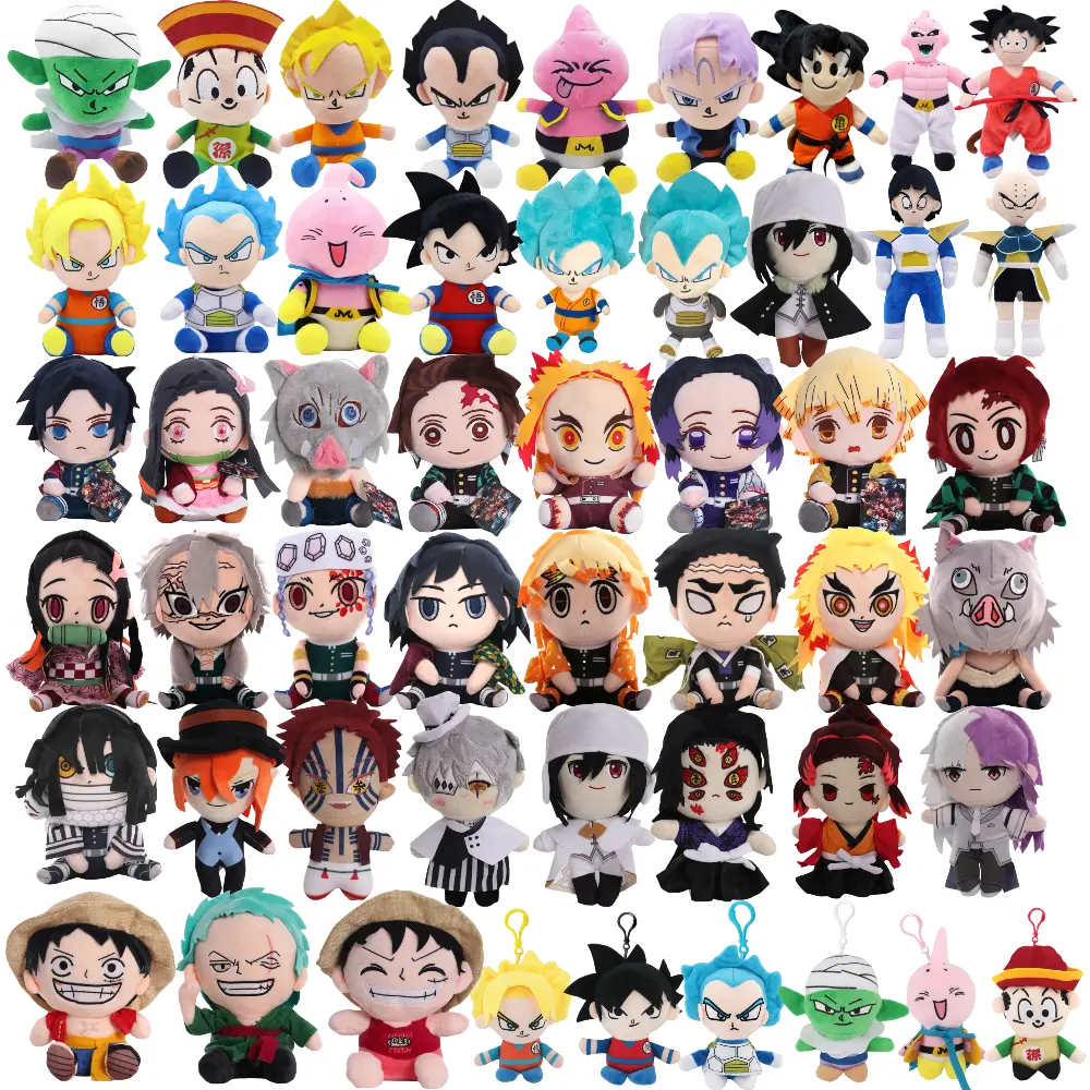 15-25cm Demon Slayer Dragon Ball Cartoon Plush Toy Goku Kamado Nezuko Vegeta Stuffed Pendant keychain Birthday present for child