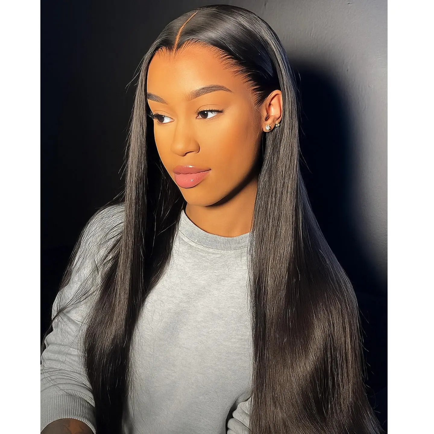 Ali Pearl Straight Bob Wig Human Hair Pre Cut 8x6 HD Ready To Wear Bob Lace Front Wig Human Hair With Drawstring Pre Plucked M Hairline For Black Women Short Wigs Natural Black 12 Inch