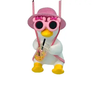 Mothers Day Cool Swinging Duck Car Hanging Ornament, Pendant Interior Rearview Mirror Decoration and Car Rear View Mirror Hanging Accessories (Bottle Duck)