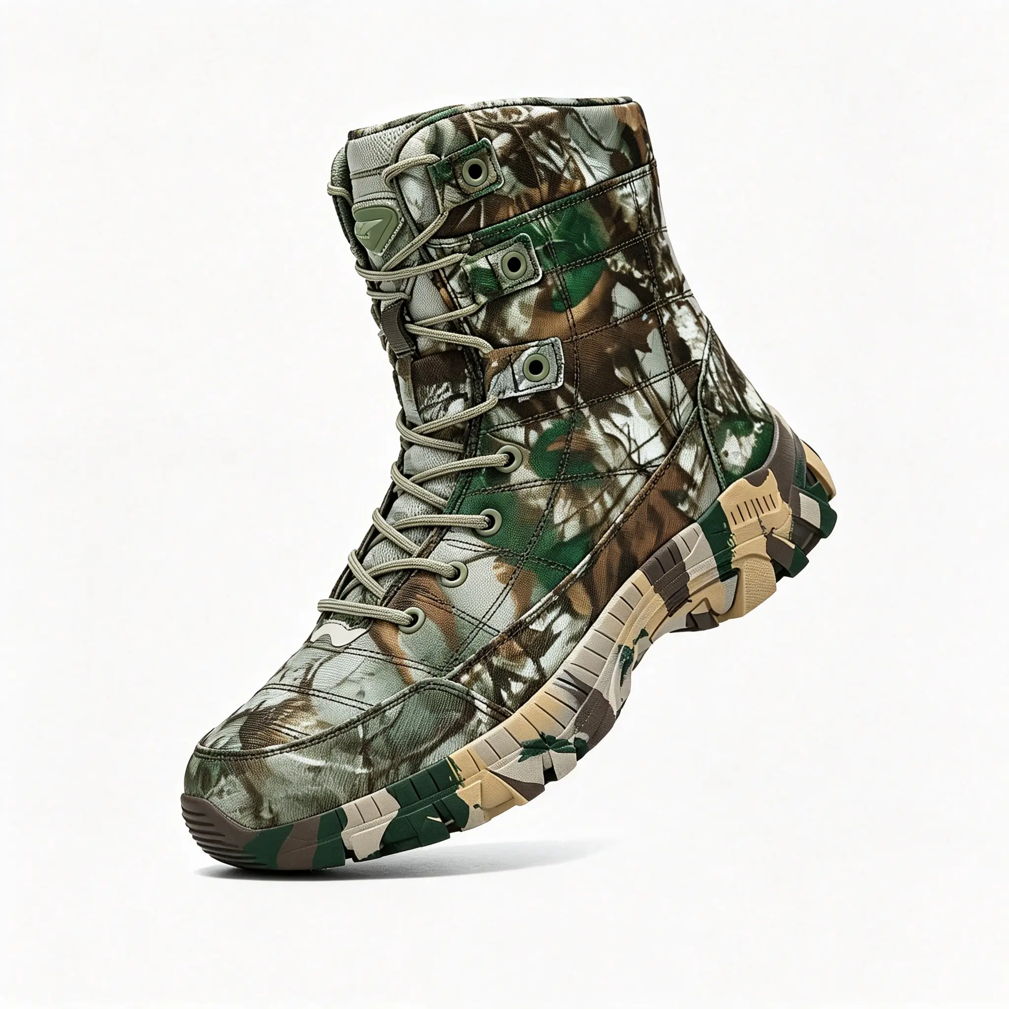 Men’s camouflage tactical hiking  with a lightweight, cushioned sole—outdoor hiking , camping footwear, waterproof, non-slip, windproof high-top lace-up hiking and   with adjustable laces; suitable for outdoor activities,  sneaker safety combat boot