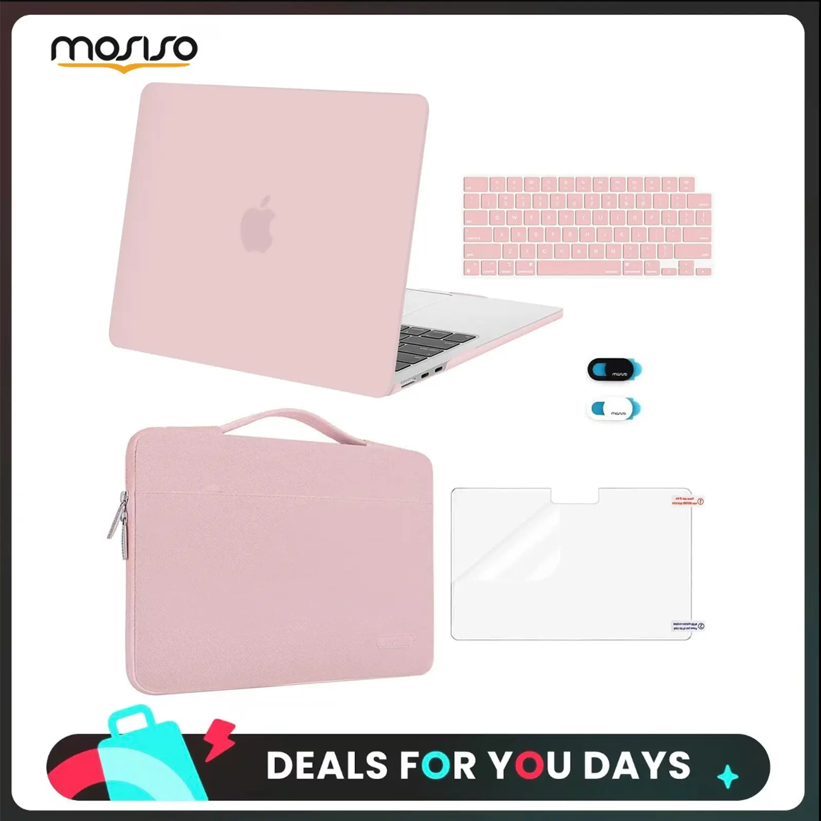 MOSISO Compatible with MacBook Air 13 inch Case M5 2026 M4 2025 M3 M2 2024-2022 A3449 A3240 A3113 A2681,Hard Shell&Sleeve Bag&Keyboard Skin&Webcam Cover&ScreenFilm for MacBook Air 13.6, School, Screen Protector, La, Water Resistant
