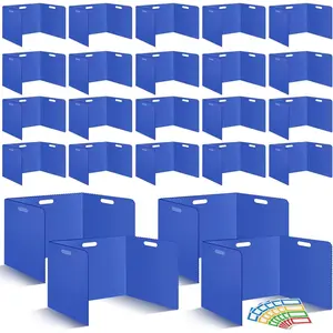 24 Pcs Desk Dividers for Students 14 × 17.5 × 14 Inch Plastic Durable and Waterproof Privacy Folders Shields Test Dividers with Classroom Privacy Boards for School Study Supplies(Blue)
