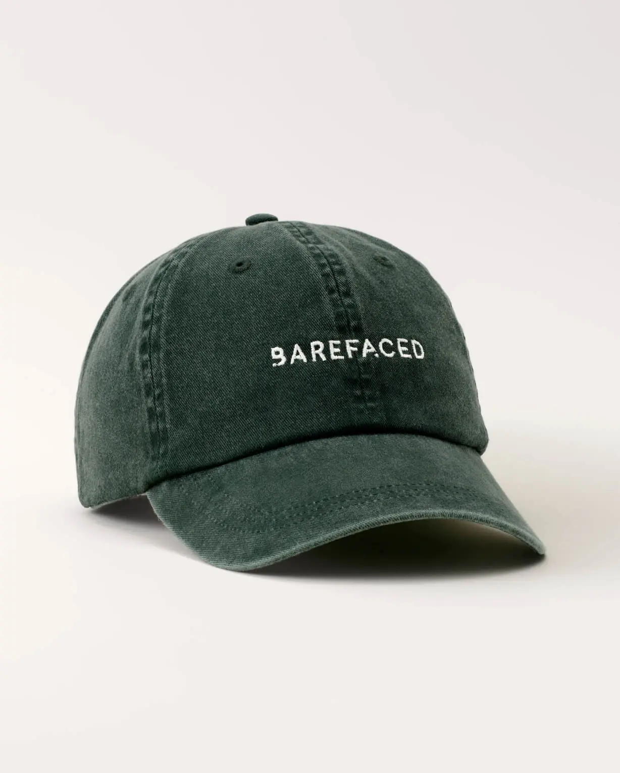 Barefaced Green Washed Hat, Adjustable Cotton Baseball Cap with Embroidered Logo, Vintage Washed Dad Hat, Everyday Sun Hat for Travel, Workouts & Casual Wear