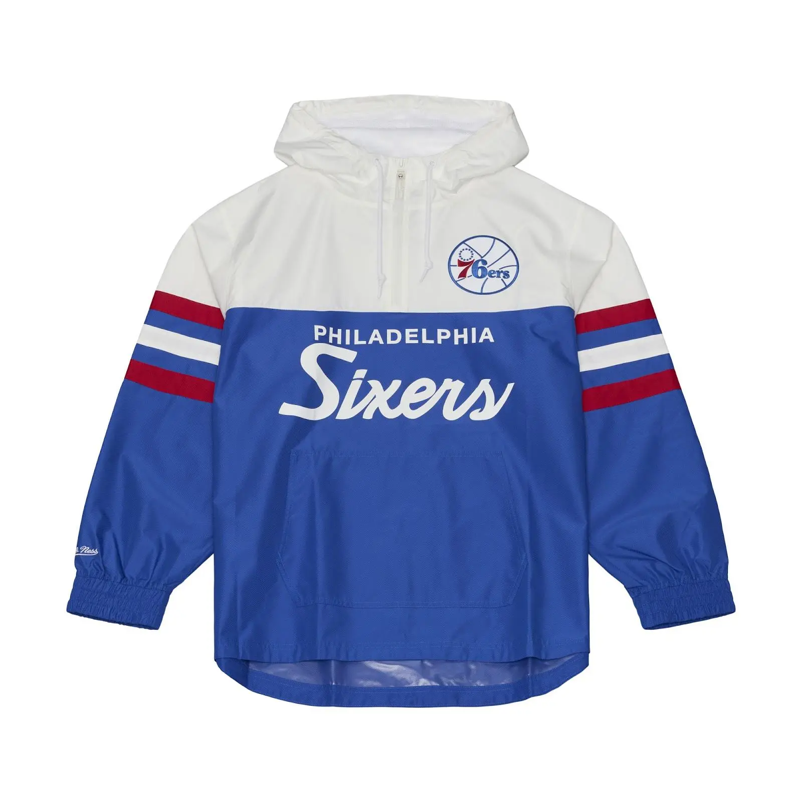 Philadelphia 76ers Royal Head Coach Lightweight Anorak Quarter-Zip Windbreaker NBA Throwback Outerwear Vintage Fan Gear Mitchell & Ness