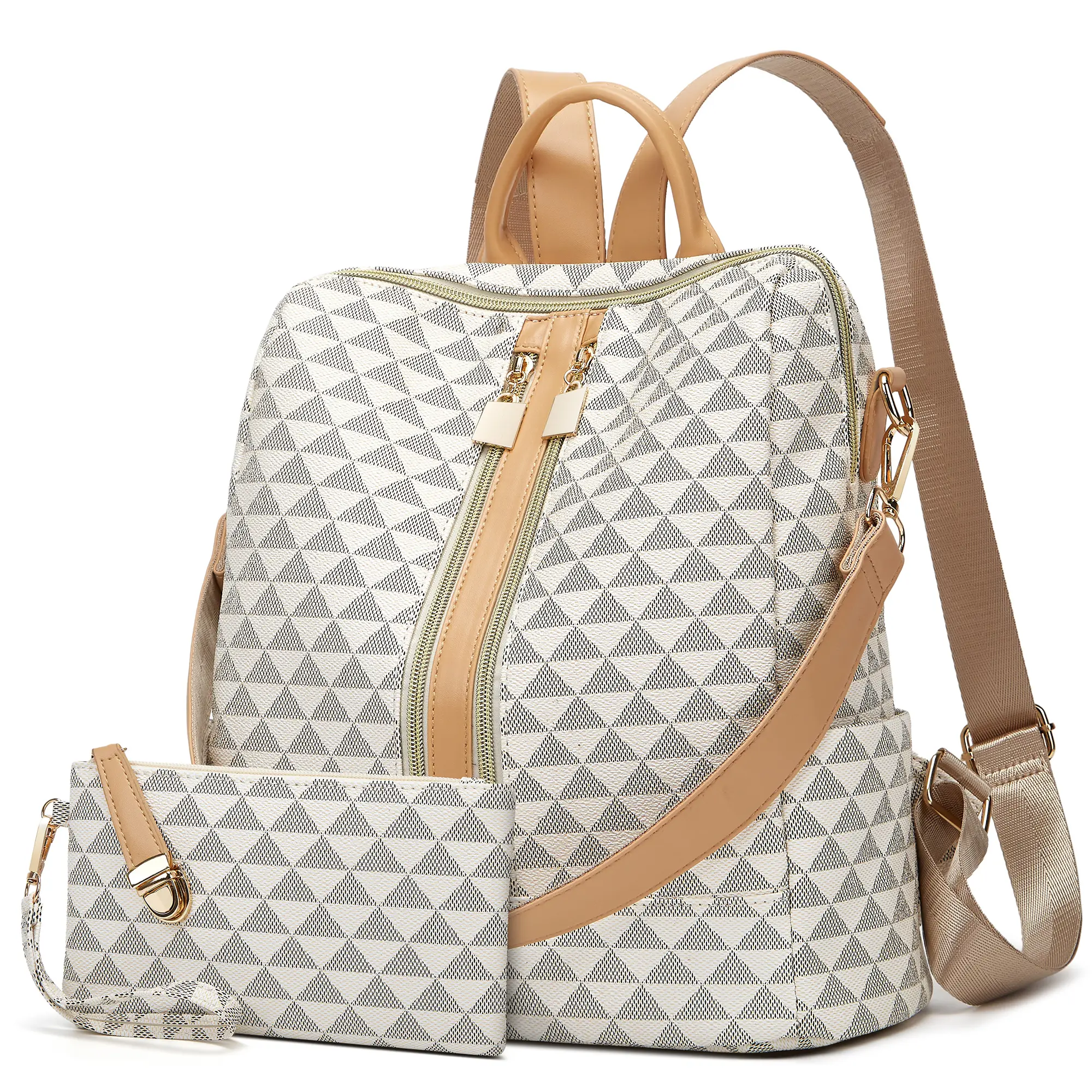 MAKES Women's Chic Leather Elegance Commuter Shoulder Backpack - 1 Size, Adjustable Shoulder Strap, Multifunctional Lightweight EDC Gear, Zipper Closure, Ample Space, Dry Clean Compatible, Daily Use Travel Daypack