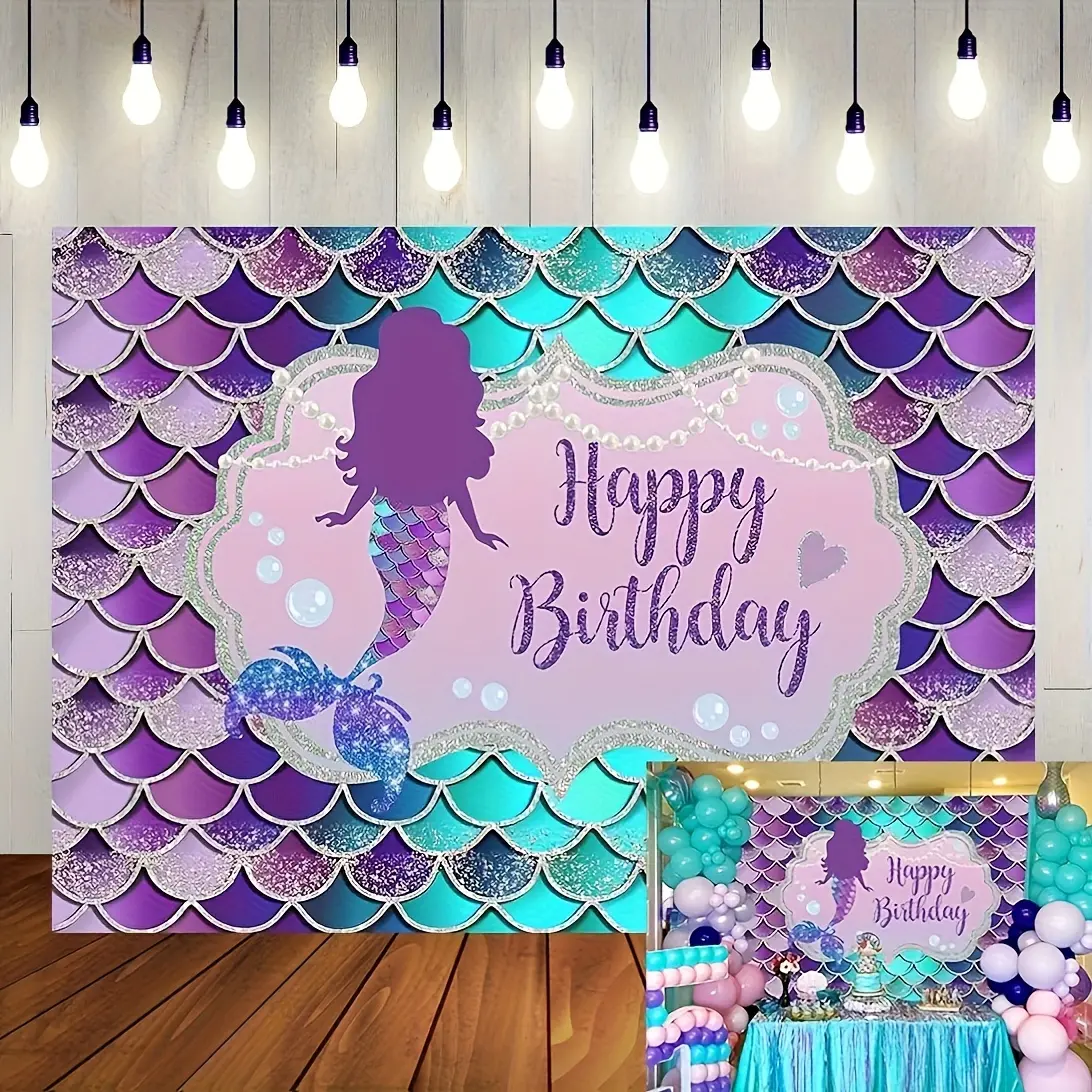 Multi-Size Rectangular Polyester Mermaid Tapestry Wall Hanging - Lightweight Mermaid Theme Undersea Print, Room & Party Decor, Photography Backdrop for Celebrations (Home Decor Supplies)