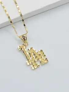 Fashion Hip-Hop Geometric Texture Gold Plated Letter Pendant Necklace, Alphabet Necklace, Vintage Street Style Unisex Jewelry Gift