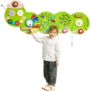 Caterpillar Activity Wall Busy Board, 12 Activities Board, Montessori Sensory Panel for Kids 3-12 Years, Sensory Wall Activity Panel, Ideal for Toddler Playroom Nursery Classroom