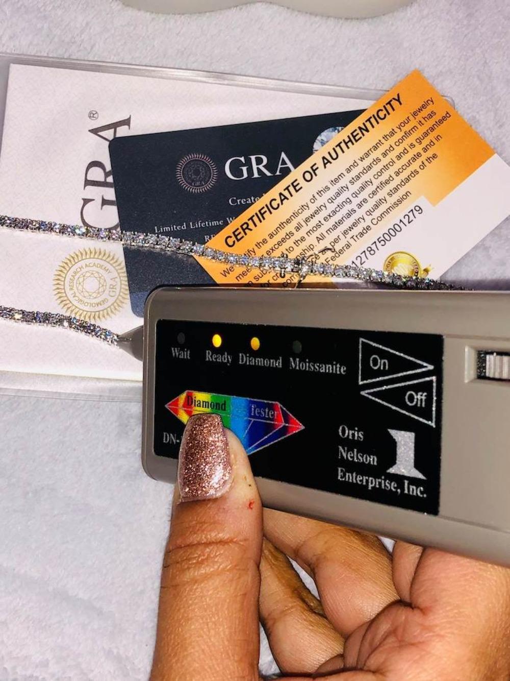 Hip Hop 925 Sterling Silver 3mm 4mm 5mm VVS Moissanite Diamond Necklace Moissanite Tennis Chain