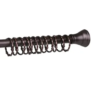 212 MAIN Metal Shower Curtain Hook Set - Zinc Alloy, Rustproof Bathroom Fixture Accessory for Curtains or Liners, 12-Piece Oil Rubbed Bronze Brown