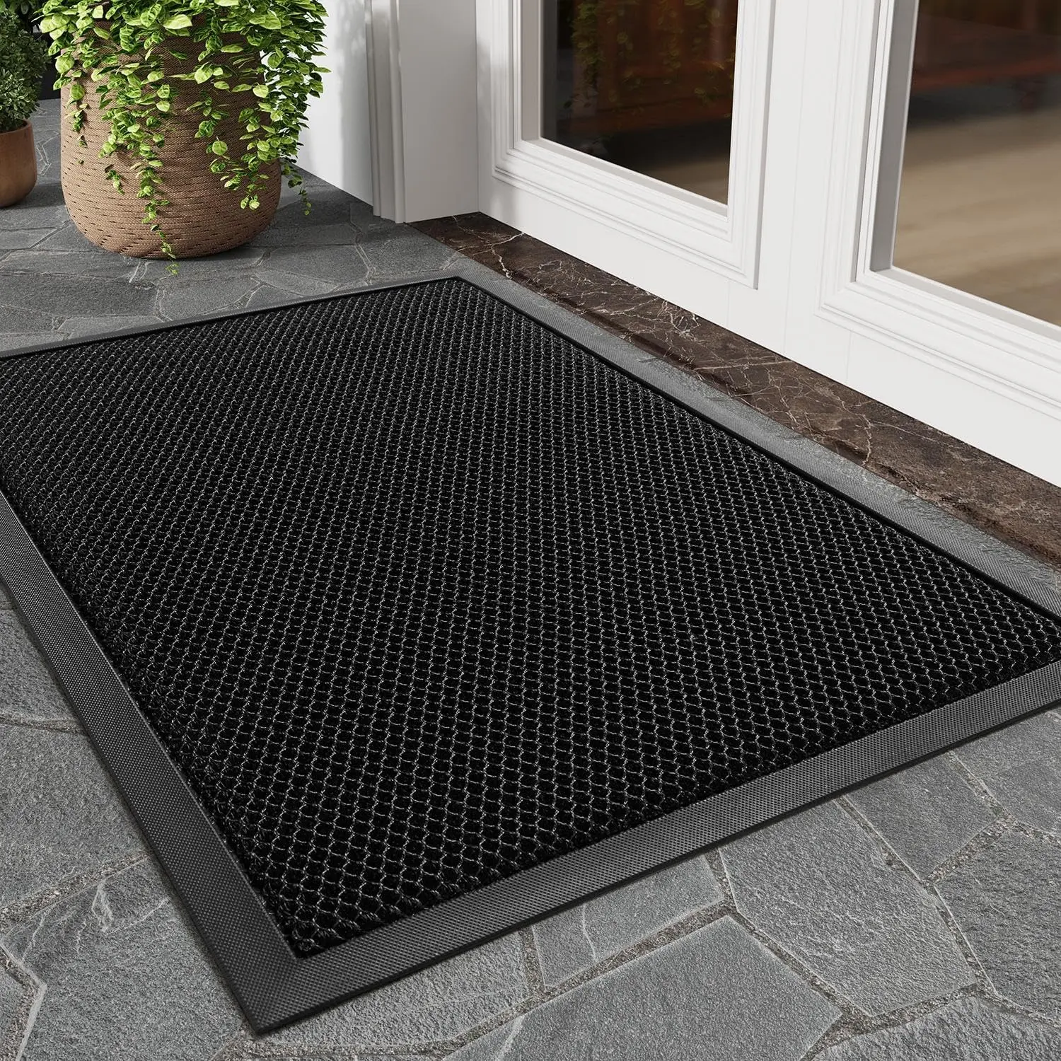 【summerwins】Mesh Quick-Dry Door Mat – Heavy-Duty, Dirt Trapper for Outdoor & Indoor Use, Ideal for Entrance, Mudrooms, Patios, and Garages, Low-Profile, Non-Slip, Washable