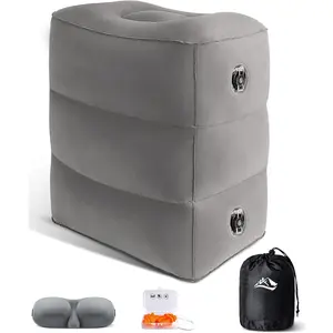 Inflatable Foot Rest Pillow,  Airplane Bed, Adjustable 3 Layers Height  Rest Pillow, Airplane Travel Essentials  for Office, , Trains,