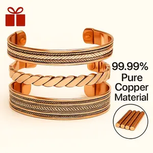 Handmade Pure Copper Bracelets Cuff And Kada For Men And Women | Adjustable Spiritual Yoga Jewelry | for Unisex India Pattern