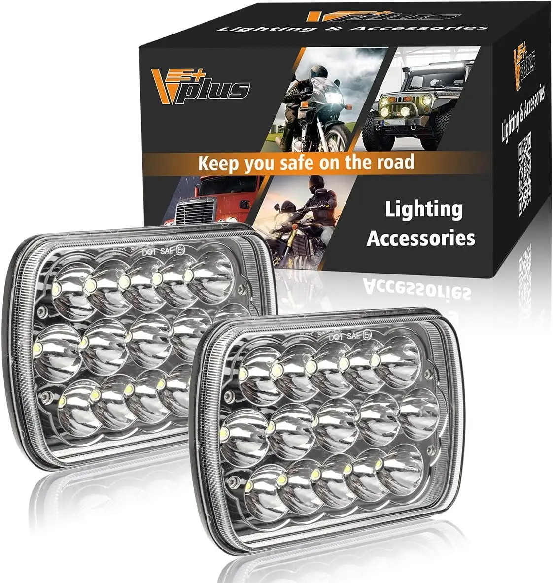 Partsam Rectangle H6054 LED Headlights 2PCS