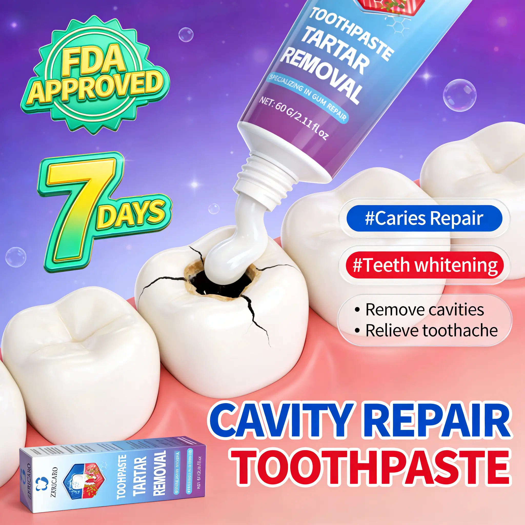 ZKRICARO Children's Anti-Cavity Toothpaste - Gentle Herbal Blend with Chamomile, Tea Tree, Peppermint, Enamel Repair, 12h Acid Film Protection, Plaque Removal, Gum Health, Sensitivity Relief, Soothing, Alcohol-Free, Child-Tooth Safe, 2-Year Shelf Life