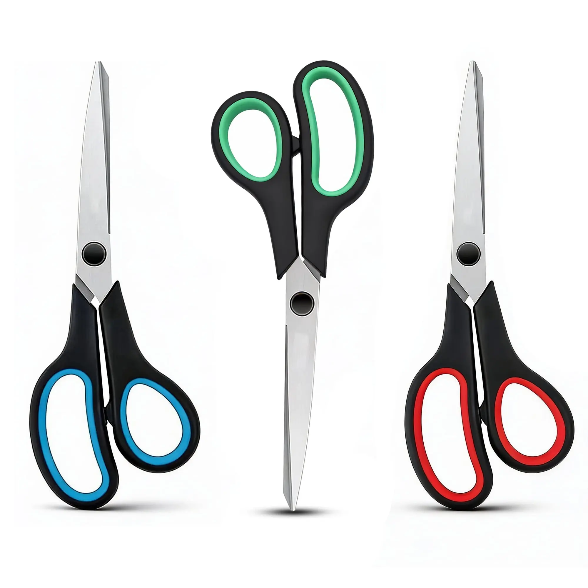 3 Pack Scissors Set, Heavy Duty Stainless Scissors for Daily Use, Sewing Supplies Scissors with Sharp Blades and Comfort Grip Handles, Suitable for School, Office and Family Daily Use