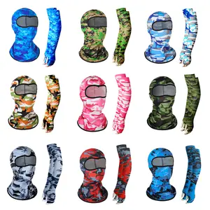 1 Count Face Mask and 1 Pair Sleeves Set,UV Protection Neck Gaiter Scarf and Ice Silk Cooling Arm Sleeves for Summer Outdoor Activities Full Balaclava Ski Balaclava