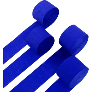 4 Rolls Crepe Paper Royal Blue Streamers - Perfect for Party Decorations Wedding Birthday Graduation Colored Decor DIY Craft Supplies (1.8 Inch x 82 Ft/Roll)