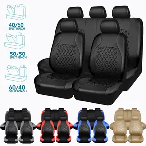 PU Leather Universal Car Seat Cover Full Set for Vehicles Sedan SUVs Trucks with 5mm Composite Sponge Inside, Airbag Compatible Fit Most Sedan,SUV, for Elantra Sonata Toyota Corolla Camry Hyundai Ford Focus Edge Mazda CRV Accord