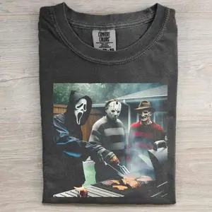 Comfort Colors Retro Funny Ghost Face Micheal Myerrrs crossover episodes T-shirt, Funny Adult Halloween Tee Shirt, Halloween Apparel 2024 Menswear Top