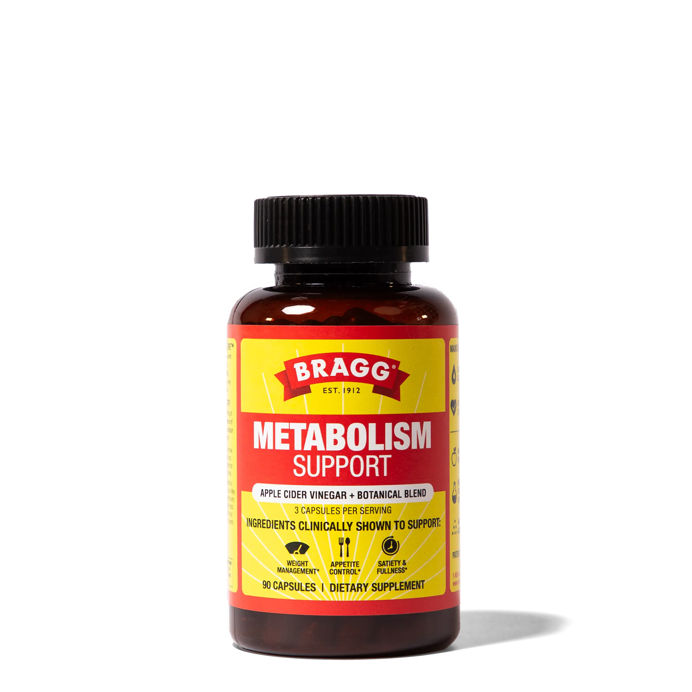 Bragg Metabolism Support Supplement with Apple Cider Vinegar & Botanical Blend - 90 Capsules