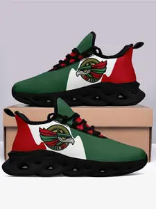 Men's Wide Fit Sneakers, MX Green White Red and Eagle Print, Lightweight Breathable Running Shoes, Sports Shoes, Athletic Running Trainers, Streetwear Fashion Casual Trainers, Plus Size