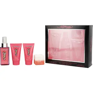 Ed Hardy Set-Body Mist 3.4 Oz & Body Wash 1.7 Oz & Body Lotion 1.7 Oz & Bath Fizz 2.65 Oz For Women