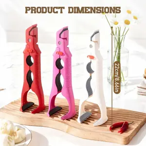 3-in-1 Dual Head Hot Plate Grippers, Anti Scald Plate Gripper for Bowls, Plates & Steamers, Heat Resistant Silicone Kitchen Tool with Lock & Bottle Opener, Handy Kitchen Helper Tool.