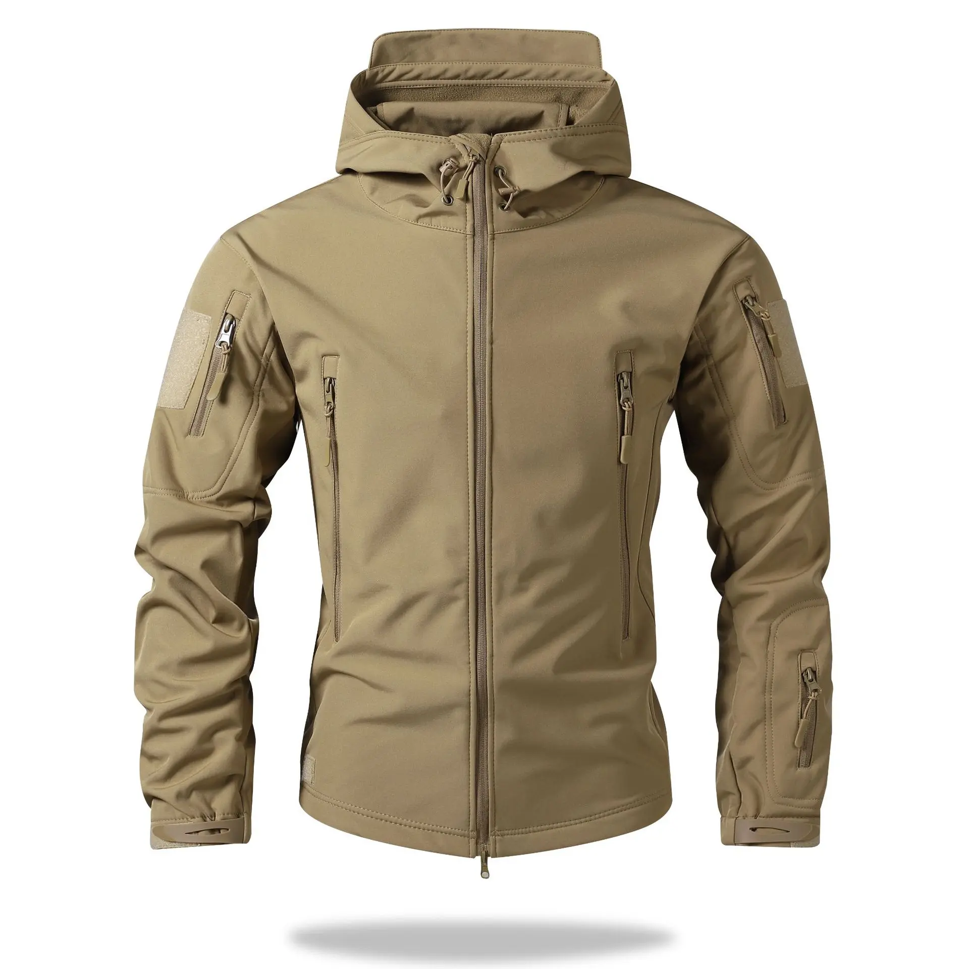 Velvet solid color khaki [hooded windpro