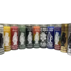 Holy Death Candle - 120hr Burning Time for Good Luck & Protection - White Decorative Ornaments - Positive Energy & Protection - Easy Home Use