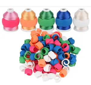Simthread 100pcs Upgraded Thread Holder/Spool Huggers Compatible with Larger spools- Keep Thread Spool Neat&Organized for Sewing and Embroidery Machine Thread Spools