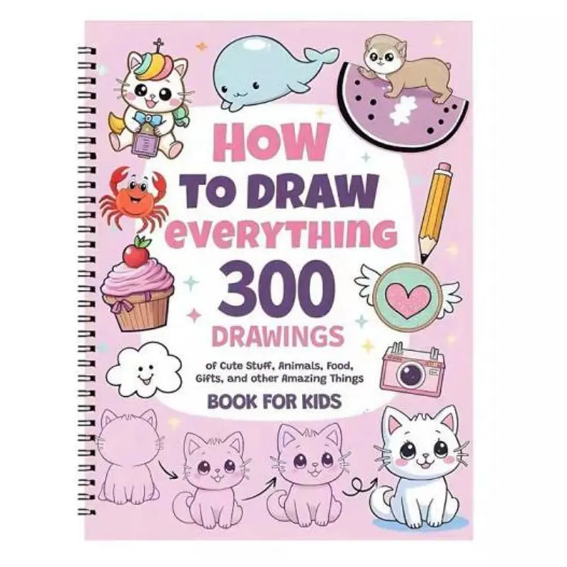 Kids' Everything Sketching Guide - 300 Step-by-Step Tutorials for Drawing Enthusiasts, Boosts Artwork & Creativity, Perfect Christmas & New Year Gift