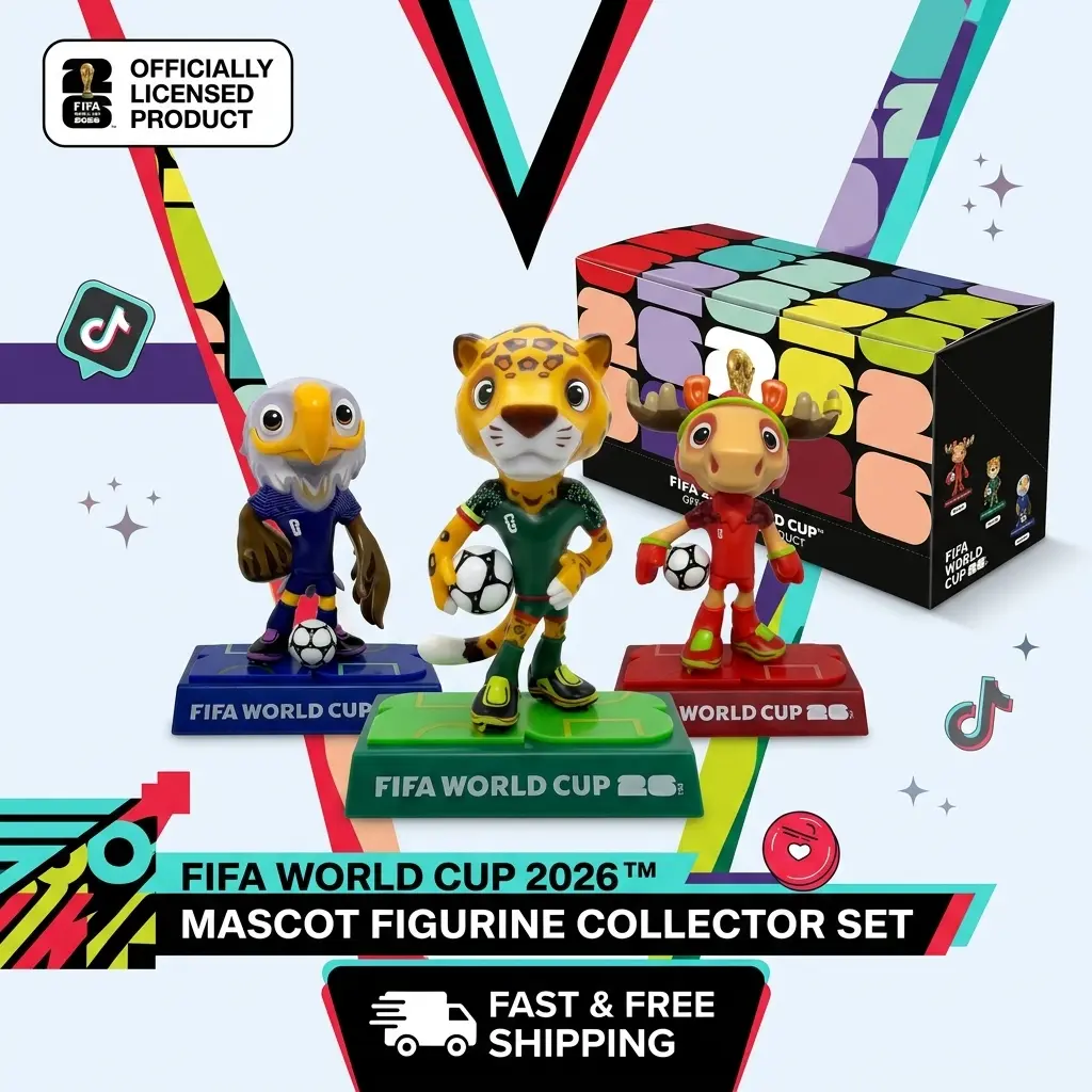 FIFA Official Licensed 2026 World Cup New Durable Vinyl US Clutch Mascot Trio Set - 3-Figure Collector’s Item, 5 in Tall, Durable Vinyl for Lasting Display, Collectible Figurines, Birthday Gift for Football Fans, Approx. 5"