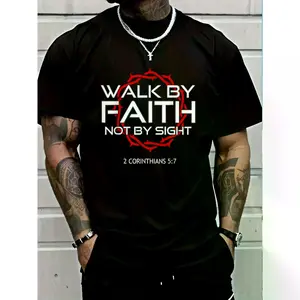 Jesus Walk By Faith T-Shirt, Christian Faith Graphic Tee, Religious Bible Quote Shirt, Unisex Cotton Christian Top