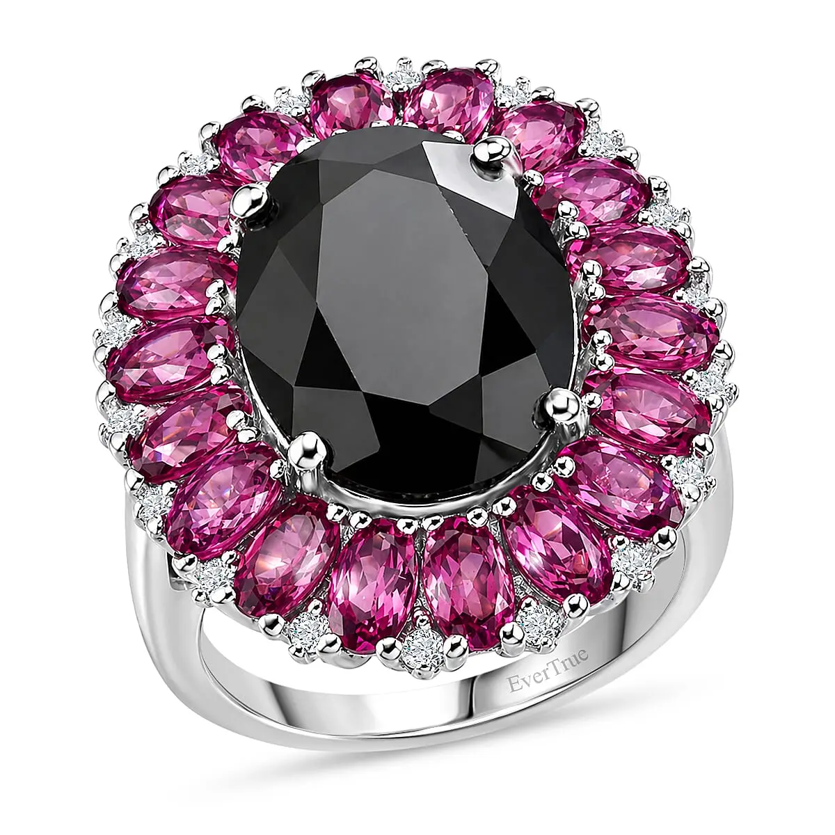 EverTrue Thai Black Spinel, Multi Gemstone Ring in Platinum Bond (Size 10.0) 16.00 ctw