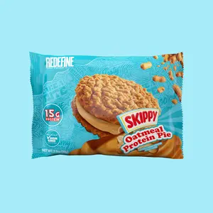Skippy Oatmeal Protein Pie 15g with Natural Peanut Butter Spread - Non-GMO, All Natural, Fiber 10g, Protein 10g, Non-GMO Snack