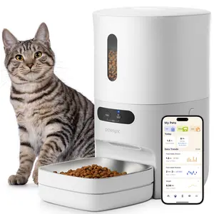 Automatic Pet Feeder with Stainless Steel Bowl, 3.6L Clog Prevention Dispenser, Smart Scale, Custom Feeding Scheduling, Desiccant Bag, Dual Power for Cats & Small Dogs