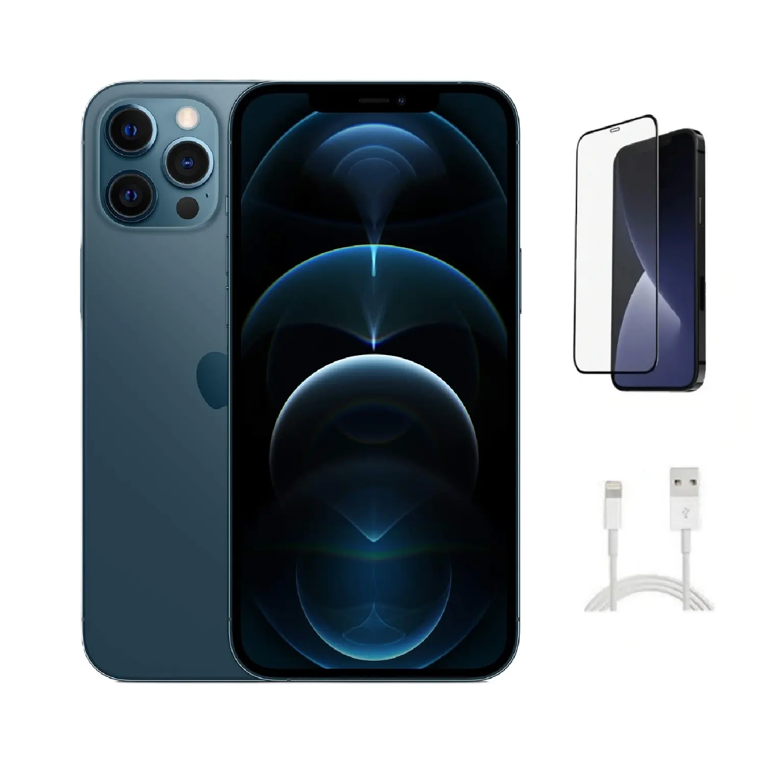 Refurbished iPhone 12 Pro (Unlocked)-Acceptable Condition with Tempered Glass Screen Protector & 1 Year Warranty