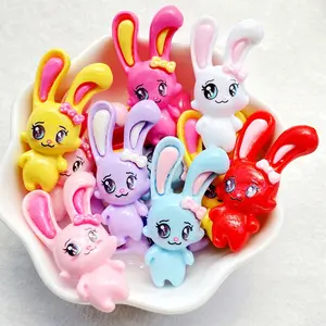 8pcs vibrant resin cartoon bow tie long ear rabbit statue | Flat decoration for DIY scrapbooks, crafts, holiday decorations - suitable for Christmas, Thanksgiving, Valentine's Day, Mother's Day Handmade Gifts