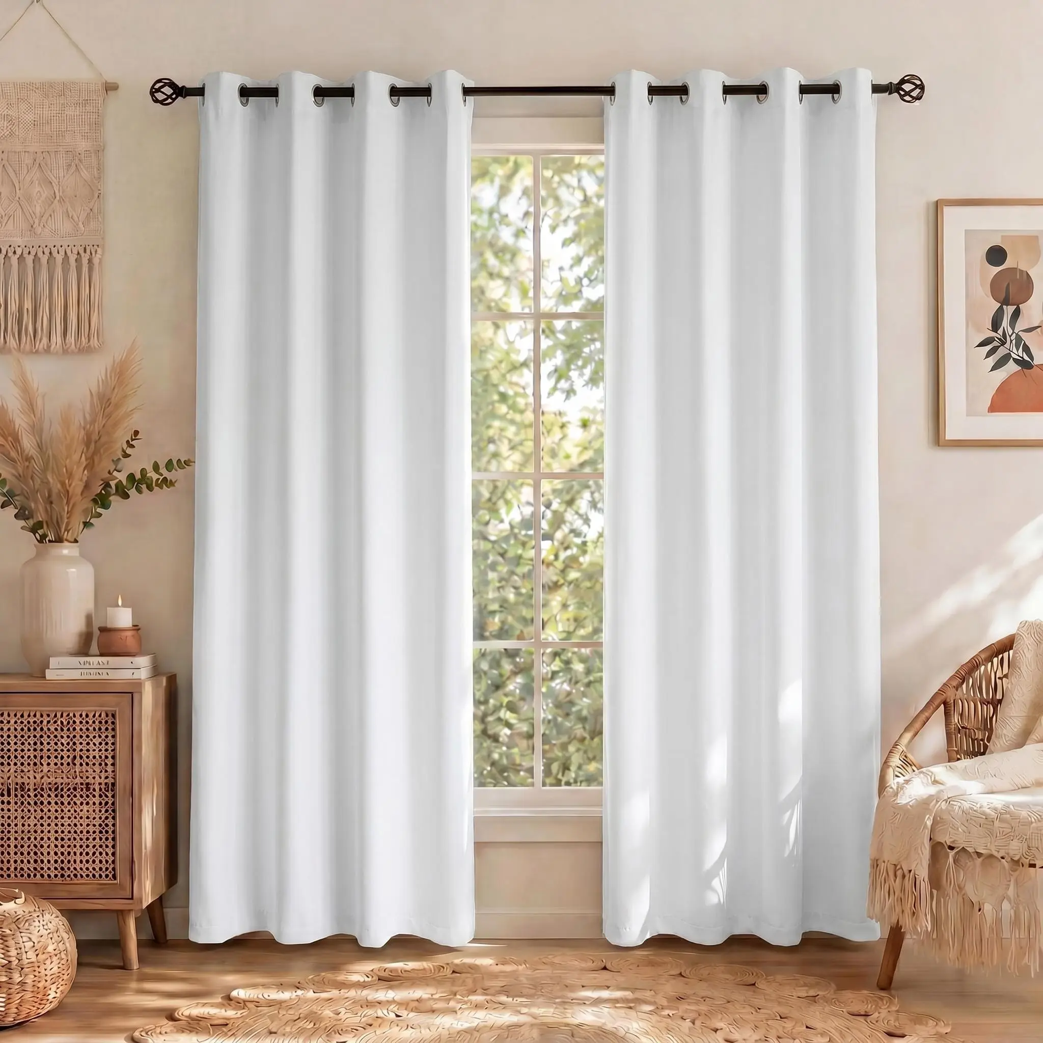 Grommet Blackout Curtains, 2-Panel 52"x84" Heavy Polyester Heavy Curtain - Wrinkle Resistant, Stretch, Light-Blocking Drapes for Bedroom, Bedroom Decor Window Cover for Home, FT2599 QF222