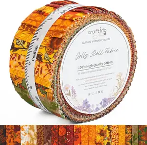 Newbrothread&Craftido-18 Options-100% Cotton Jelly Roll Fabric Precut Strips for Quilting, Crafting, and Sewing, 40 Strips 2.5" x 44" Assorted Bundles for Rug, Quilt Project, DIY Craft and Home Decor-Retro Style