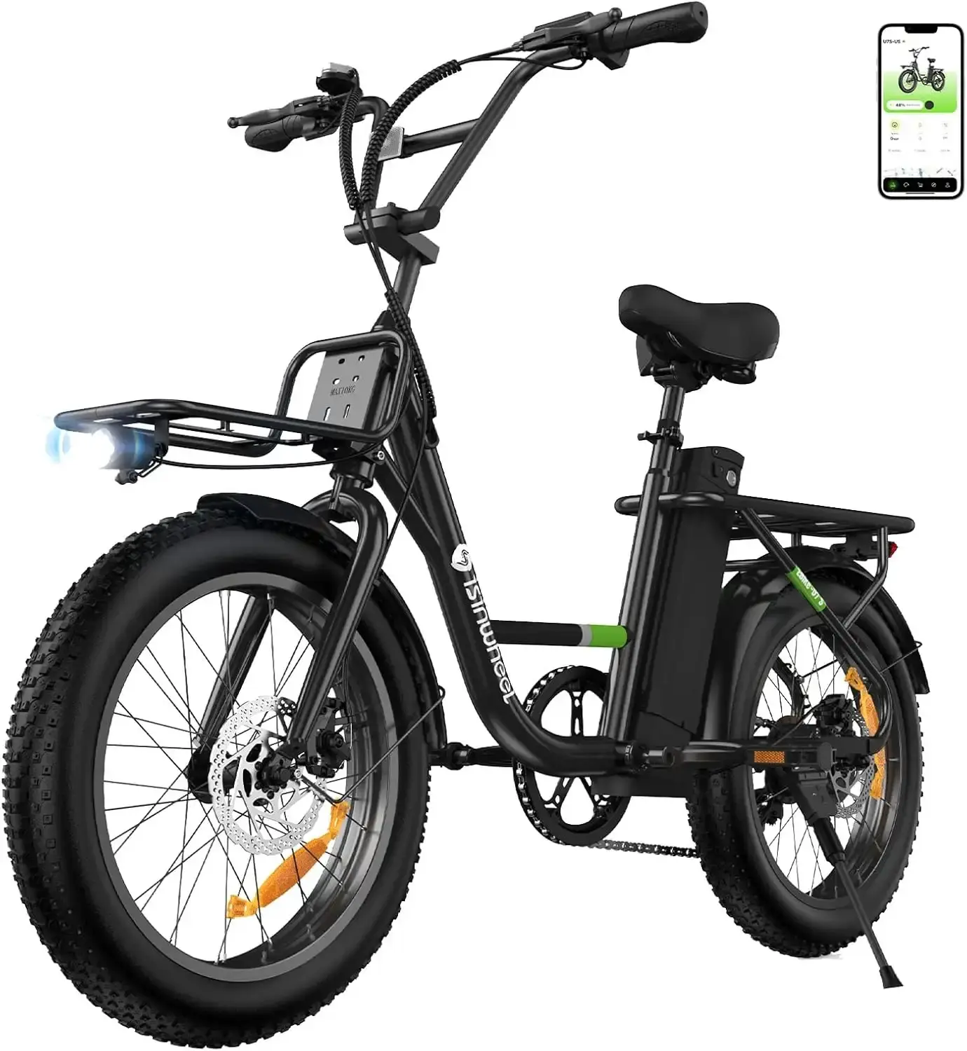 Unisex Adult Commuter Ebike - Step-Through Frame Off Road Ebike, 1500W Peak Motor, 48V 20Ah Battery 80 mi Range, 20x4.0-in Fat Tires, 5-Speed Gear, Adult Electric Cargo Bike