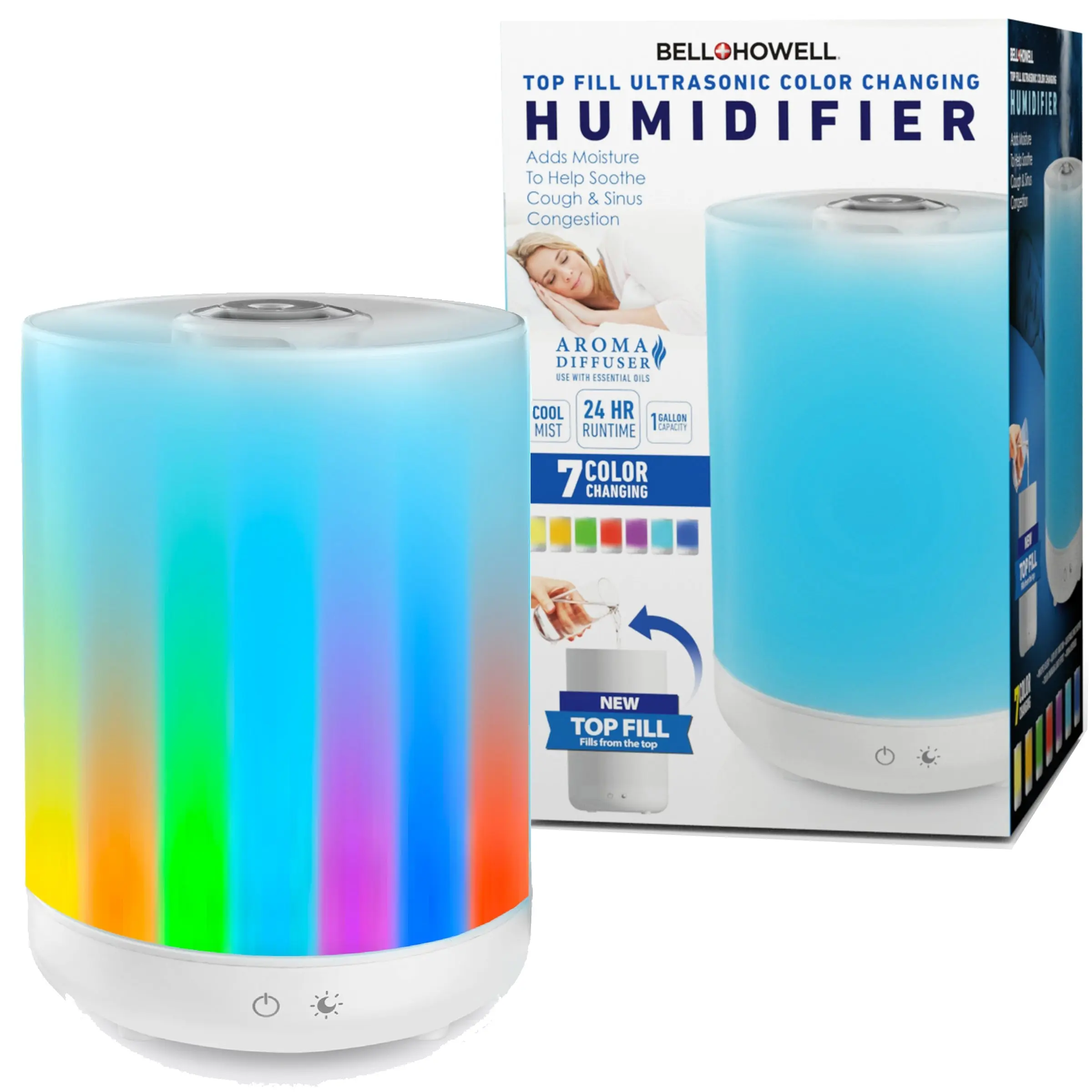 4L Top Fill Humidifier, Color Changing, Essential Oils, Quiet Cool Mist, 360° Rotation Nozzle & Auto Shutoff 4L Top Fill Humidifier, Color Changing, Essential Oils, Quiet Cool Mist, 360° Rotation Nozzle & Auto Shutoff