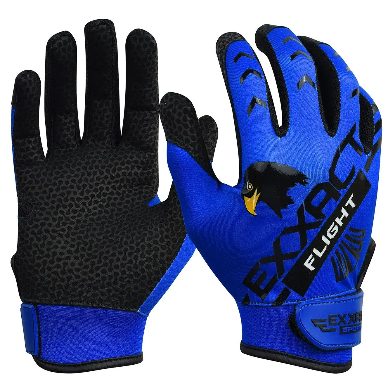 Exxact Sports Flight Baseball Batting Gloves Youth & Adult with Textured Leather Palm, Softball Batting Gloves for Women/Men (Blue), Sporty Sports Gloves